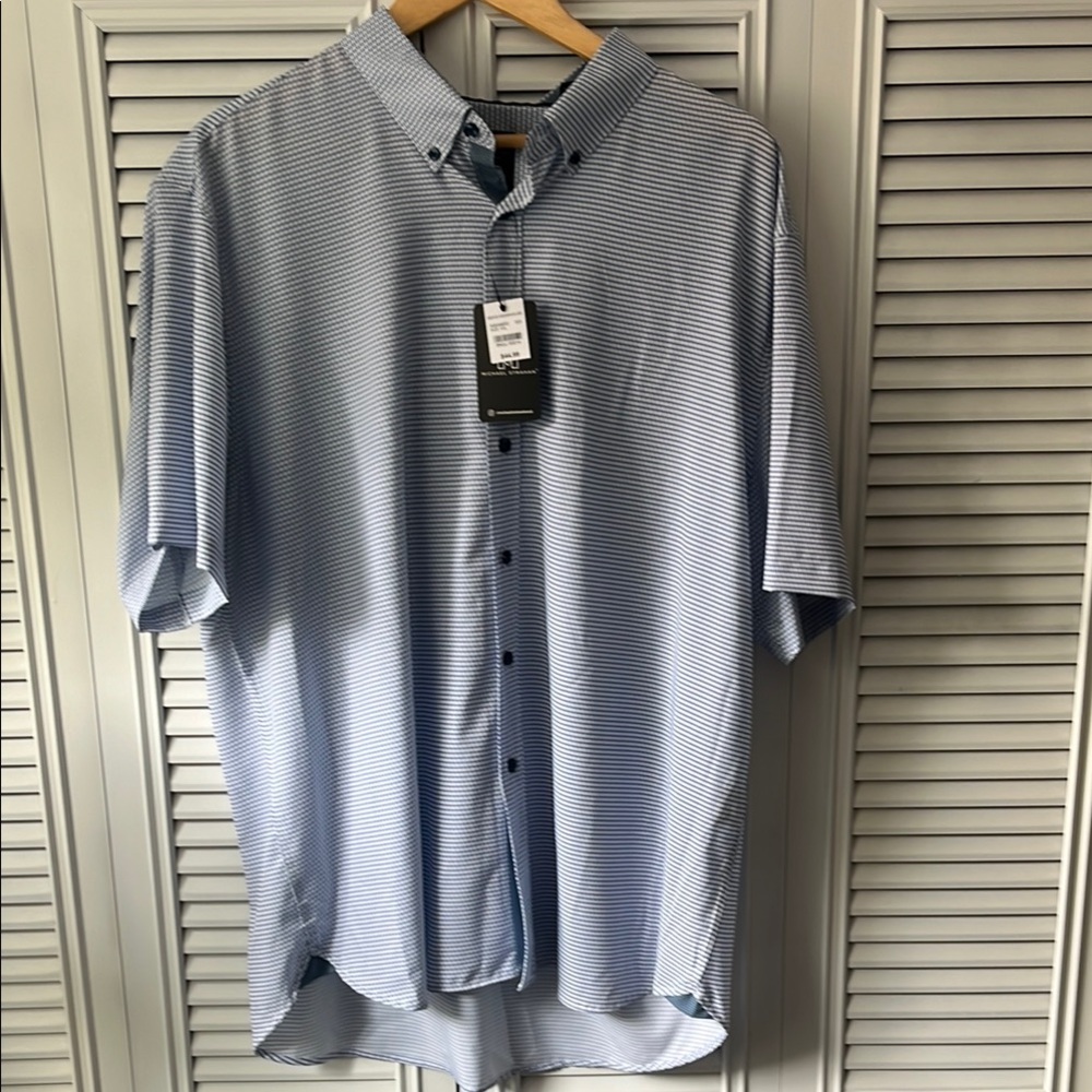 Michael Strahan Classic Blue Striped Men's Shirt